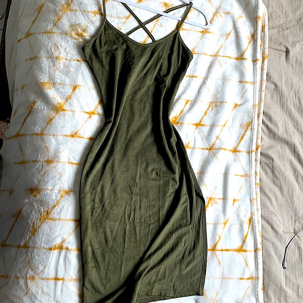 Velvet olive green dress